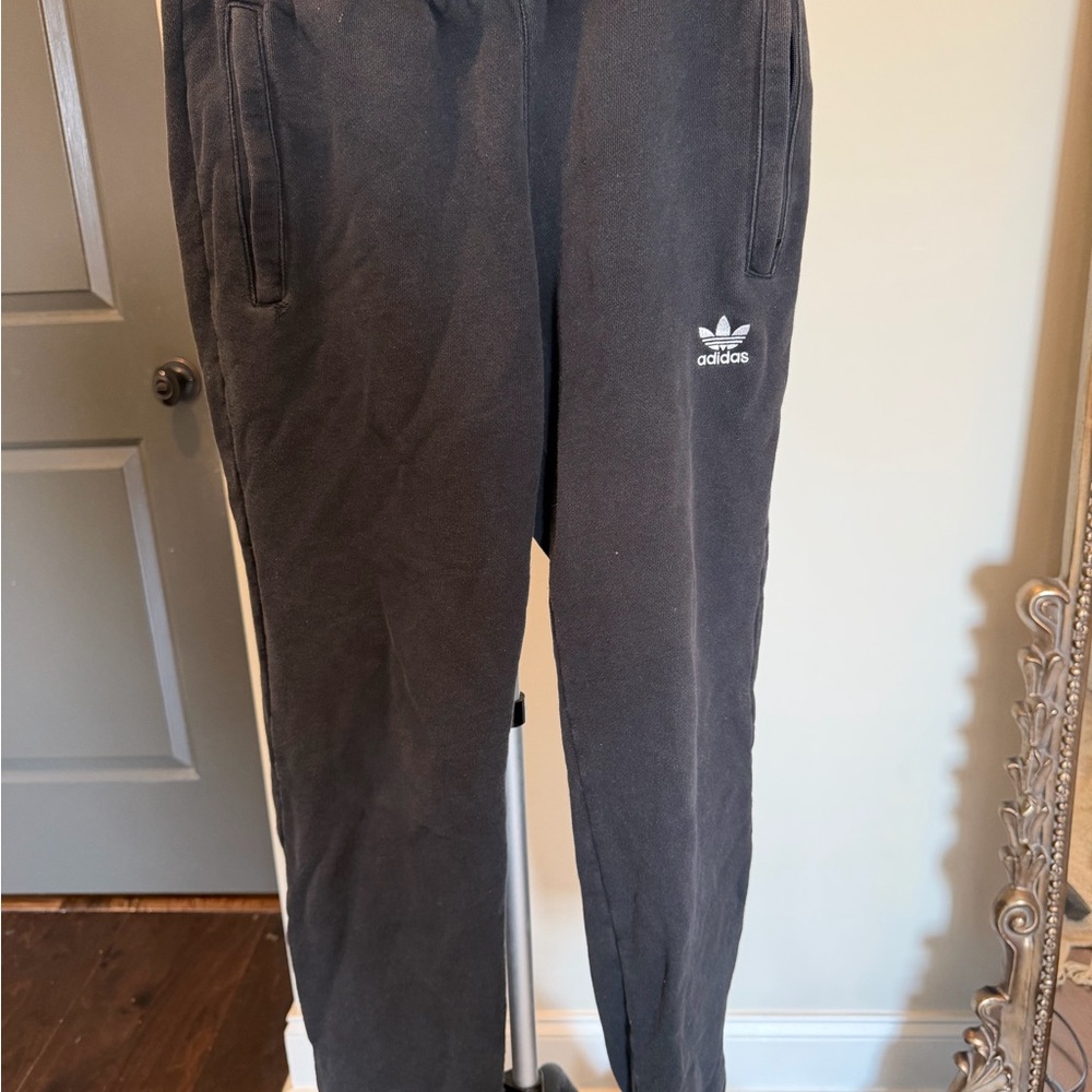 Men’s Adidas Charcoal/Black Joggers with Logo and Pockets Size Medium